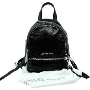 MICHAEL KORS~Rhea Mini Convertible Backpack~BLACK EMBOSSED LEATHER BAG